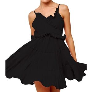 CIEBON Sandi Ruffle Pleated Mini Dress in Black EUC SZ8